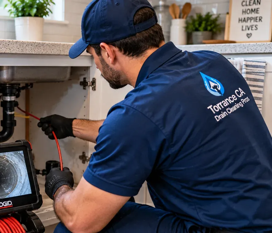 Drain camera inspection used to diagnose a recurring drain clog
